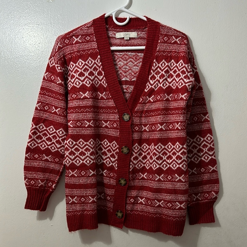 Loft red cardigan